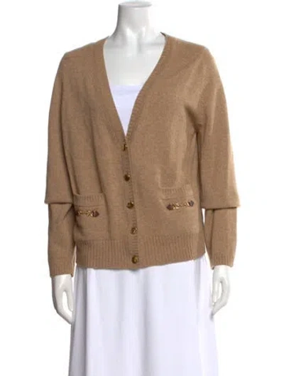 Pre-owned Gucci Cashmere V-neck Sweater In Brown