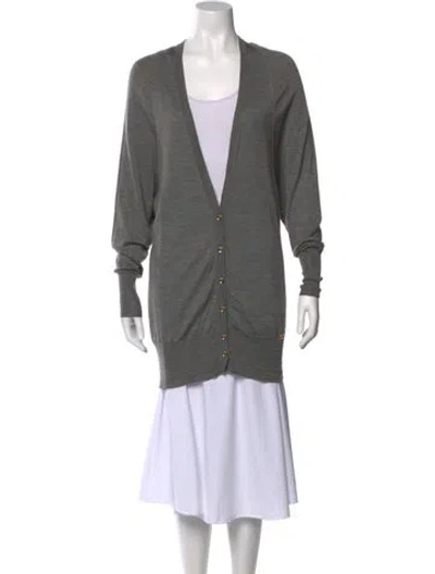 Pre-owned Gucci Cashmere V-neck Sweater In Gray