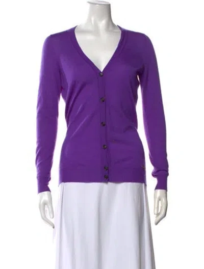 Pre-owned Gucci Cashmere V-neck Sweater In Purple