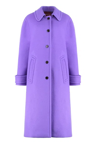 Gucci Cashmere Wool Coat Compact In Multi