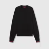 Gucci Cashmere Wool Sweater With Web Trim In Black