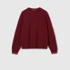 Gucci Cashmere Wool Sweater With Web Trim In Burgundy