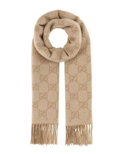 Gucci Cashmere-blend Scarf In Brown