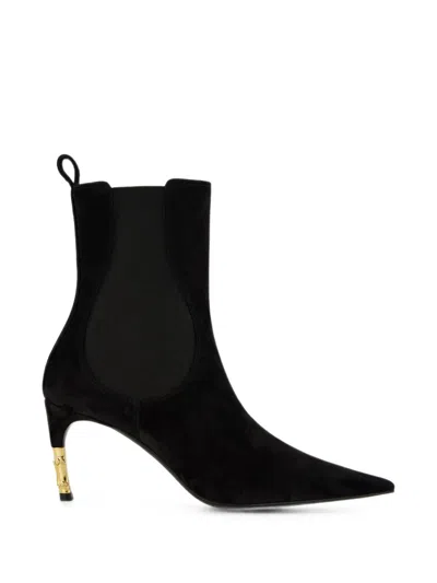 Gucci Castello Bamboo-heel Ankle Boots In Black