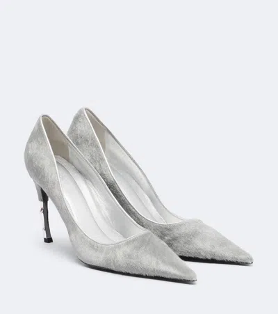 Gucci Castello Calf Hair Pumps In Gray
