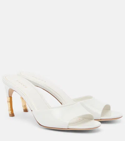 Gucci 75mm Castello Leather Mules In White
