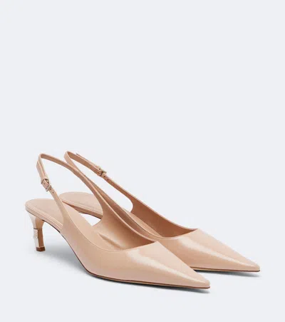 Gucci Castello Leather Slingback Pumps In Neutral