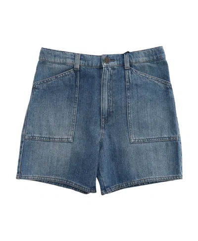 Gucci Logo-embroidered Shorts In Blue