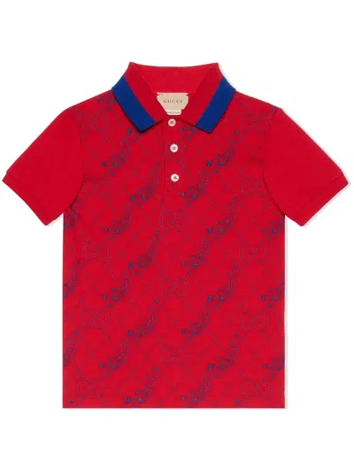 Gucci Poloshirt Mit Katzenstickerei In Red