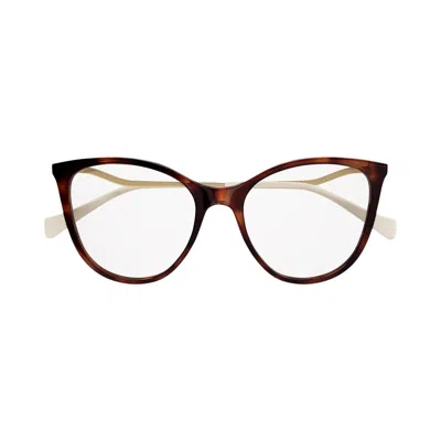 Pre-owned Gucci Cat Eye Frame Eyeglasses 'havana/gold' | Brown | Women's Size Onesize
