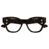 Gucci Double G Round-frame Glasses In 006 Havana Havana Transpa