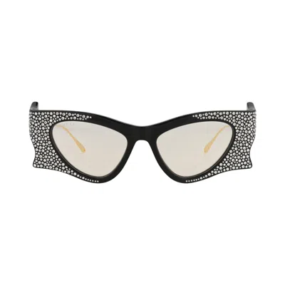 Pre-owned Gucci Cat Eye Frame Recycled Acetate Sunglasses 'black/gold/yellow' | Women's Size Onesize