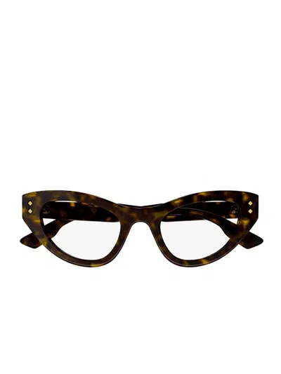 Gucci Cat-eye Glasses In 003 Havana Havana Transpa