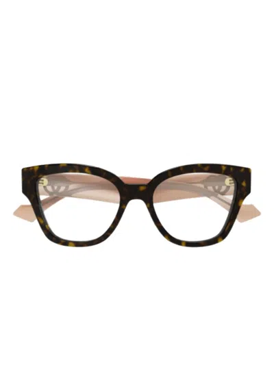 Gucci Cat-eye Logo-detail Glasses In Brown