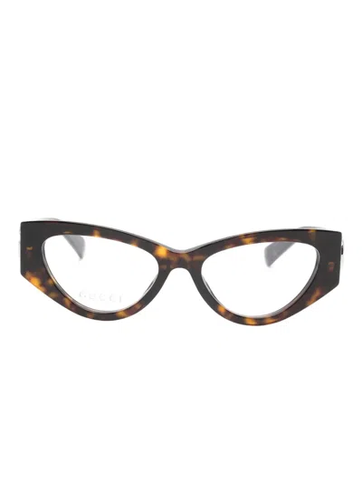 Gucci Cat-eye Logo Glasses In Brown