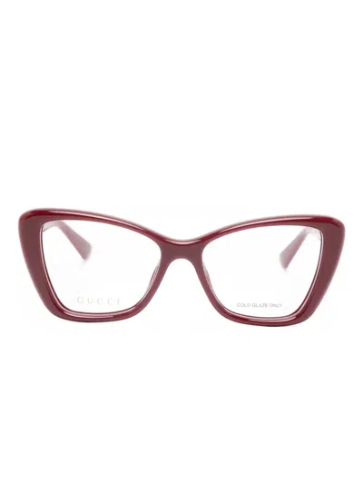 Gucci Cat-eye Logo Glasses In Red