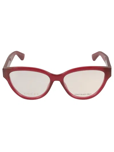 Gucci Cat-eye Logo Lens Frame In 003 Fuchsia Fuchsia Trans