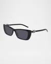 Gucci Logo Rectangular Sunglasses In Black
