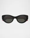 Gucci Star Logo Acetate Cat-eye Sunglasses In Black