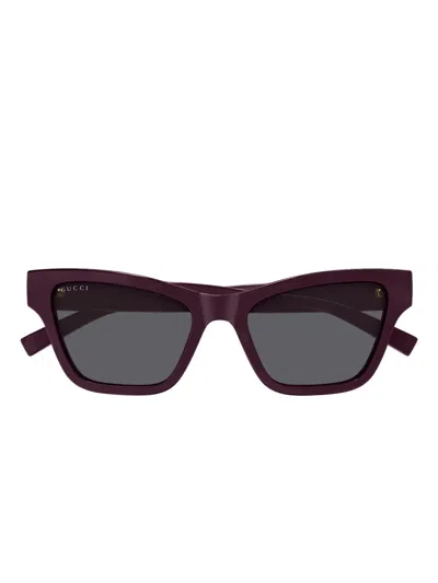 Gucci Cat-eye Stripe Sunglasses In Burgundy