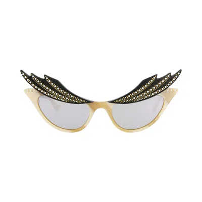 Pre-owned Gucci Cat Eye Sunglasses 'beige/silver' | Tan | Women's Size Onesize