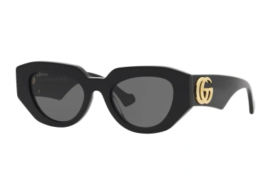 Pre-owned Gucci Cat Eye Sunglasses Black/gold (gg1421s 001)