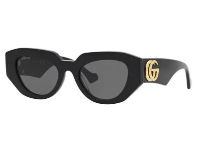 Pre-owned Gucci Cat Eye Sunglasses In Black/gold (gg1421s 001) In Multi