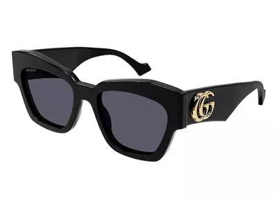Pre-owned Gucci Cat Eye Sunglasses In Black/gold (gg1422s 001)