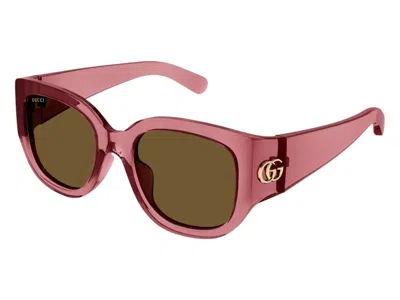 Pre-owned Gucci Cat Eye Sunglasses In Red Brown (gg1599sa/003/52)