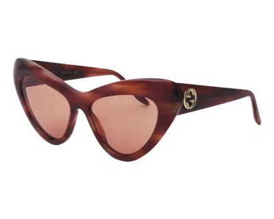 Pre-owned Gucci Cat Eye Sunglasses In Tortise (gg0895s/004/54)
