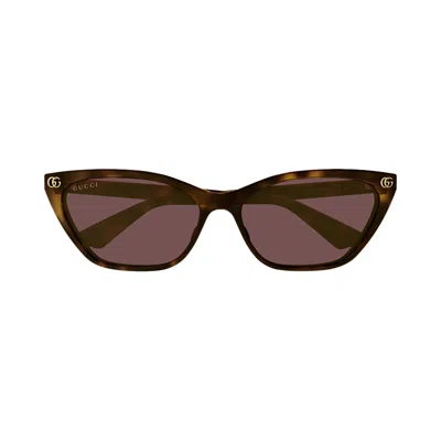 Pre-owned Gucci Cat Eye Sunglasses 'shiny Medium Havana' | Brown | Women's Size Onesize