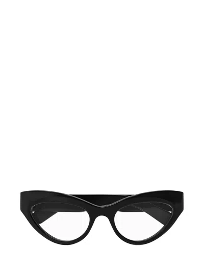 Gucci Cat-eye Thick Framed Glasses In 001 Black Black Transpare