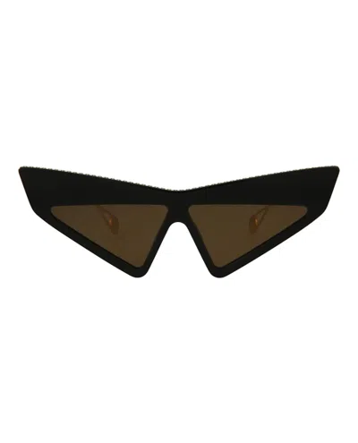 Pre-owned Gucci Cat Eyeframe Acetate Sunglasses In Black Gold Brown (gg0430s/30006314/002)