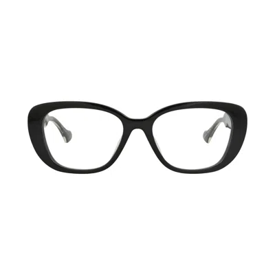 Pre-owned Gucci Cat Eye-frame Recycled Acetate Optical Frames 'black/crystal/transparent' | Women's Size Onesi