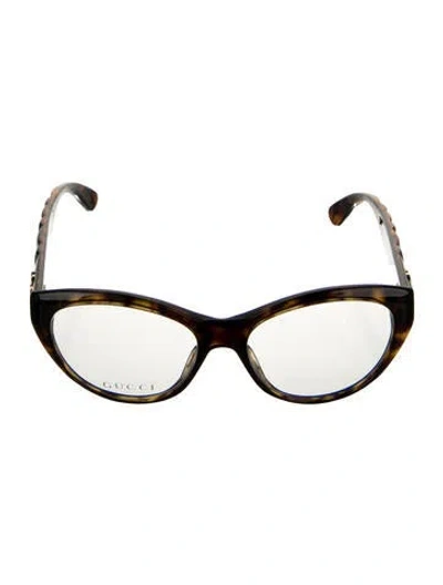 Pre-owned Gucci Cat-eye Eyeglasses In Brown