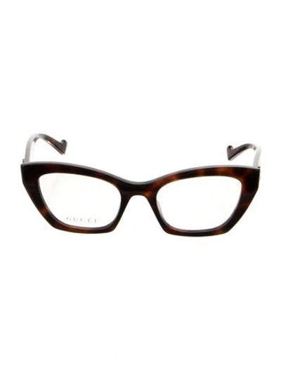 Pre-owned Gucci Cat-eye Eyeglasses In Brown