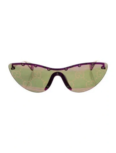 Pre-owned Gucci Cat-eye Mirrored Sunglasses In Gold