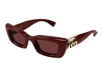 Pre-owned Gucci Cateye Sunglasses In Burgundy Brown (gg1827s/003)