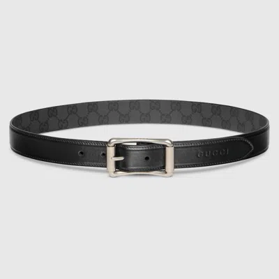 Gucci Ceinture Réversible Avec Boucle Rouleau In Black