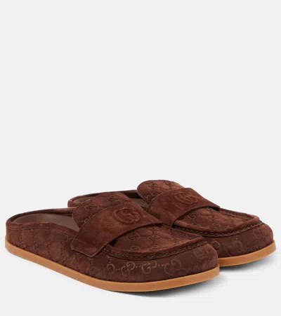 GUCCI DOUBLE G GG SUEDE MULES