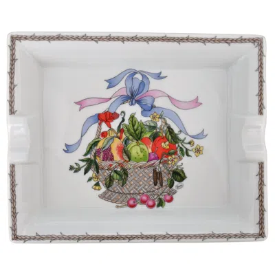 Pre-owned Gucci Cestri E Nastri Porcelain Ashtray By Limoges In Gray