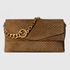 Gucci Big Gg Chain Shoulder Bag In Brown