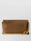 Gucci Chain Clutch Bag Monogram Pattern Strap In Brown