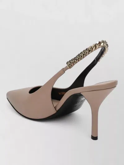 Gucci Chain Detail Pointed Toe Sling Back Pumps In Neutral