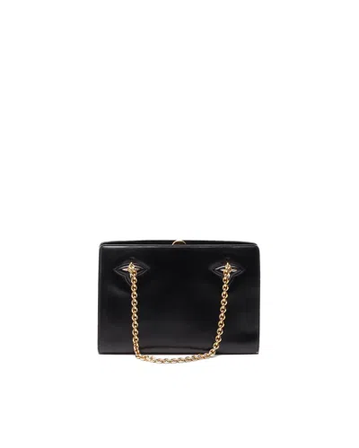 Gucci Chain Leather Bag In Black