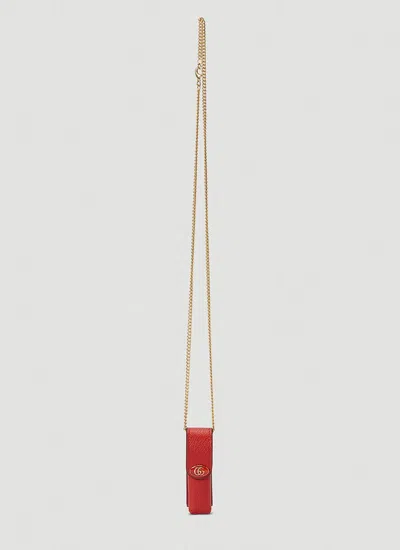 Gucci Chain Lipstick Case In Red