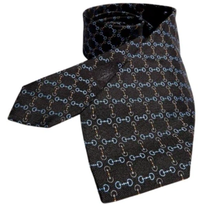 Gucci Chain Pattern Silk Tie In Black