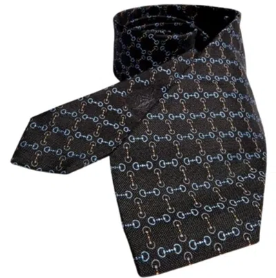 Gucci Chain Pattern Silk Tie In Black