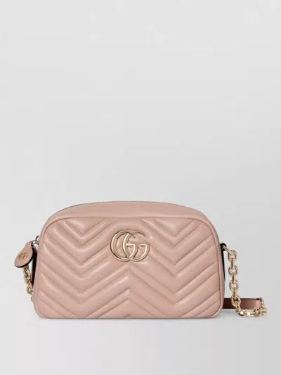 Gucci Mini Leather Shoulder Bag 14cm X 24cm X 8cm With Light Gold-tone Hardware In Pink