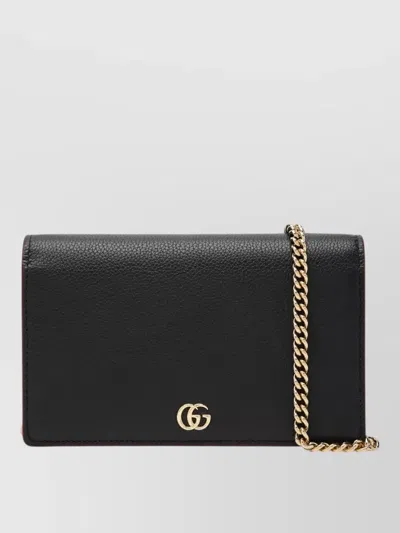 Gucci Chain Strap Leather Wallet And Cardholder In Black